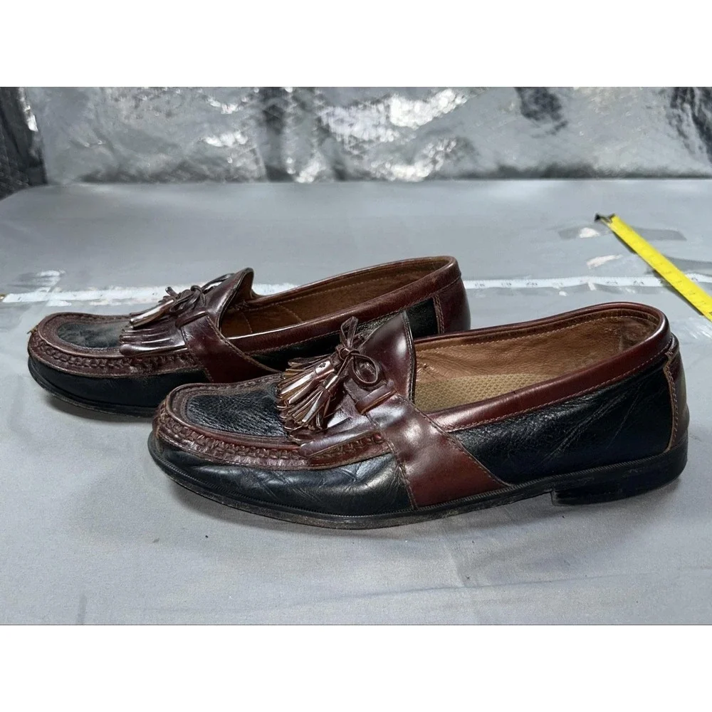 Johnston & Murphy Shoes Mens Size 12 Brown Black Tassel Loafers Kiltie 20-0592